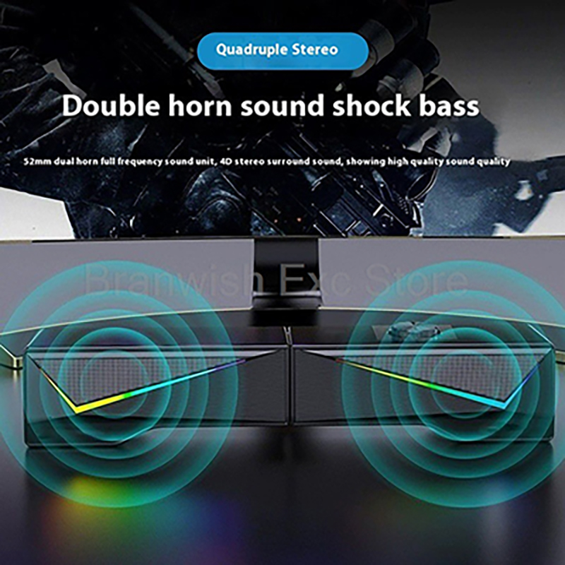 Rgb Computer Soundbar For Pc - Haut-parleur d'ordinateur 2x2.5W, lumière RGB, barre