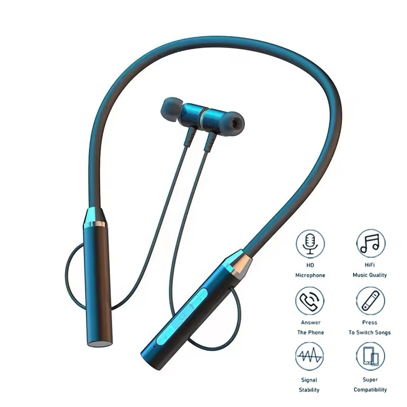 Magnetic Neckband Sports Earphones - Écouteurs sans fil Bluetooth, casque d'écoute