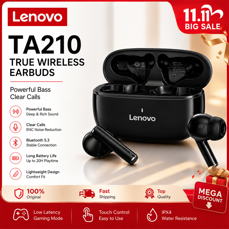 Anc Wireless Over Ear Headphones - Casque sans fil Bluetooth Lenovo TA210