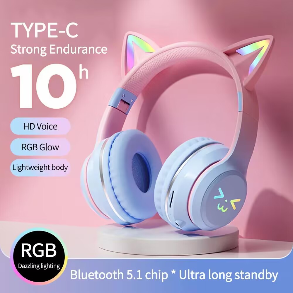 Gaming Headset With Mic Rgb - Rvb lueur écouteurs sans fil écouteurs