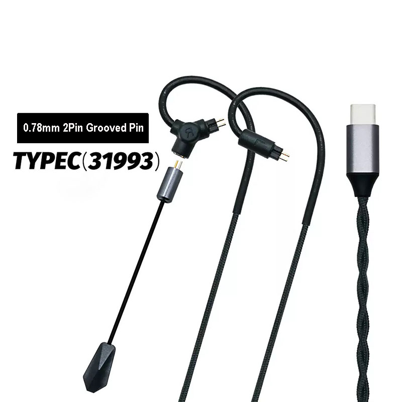 Type C Wired Earphones With Mic - Câble d'écouteurs gaming 0.78 QDC MMCX