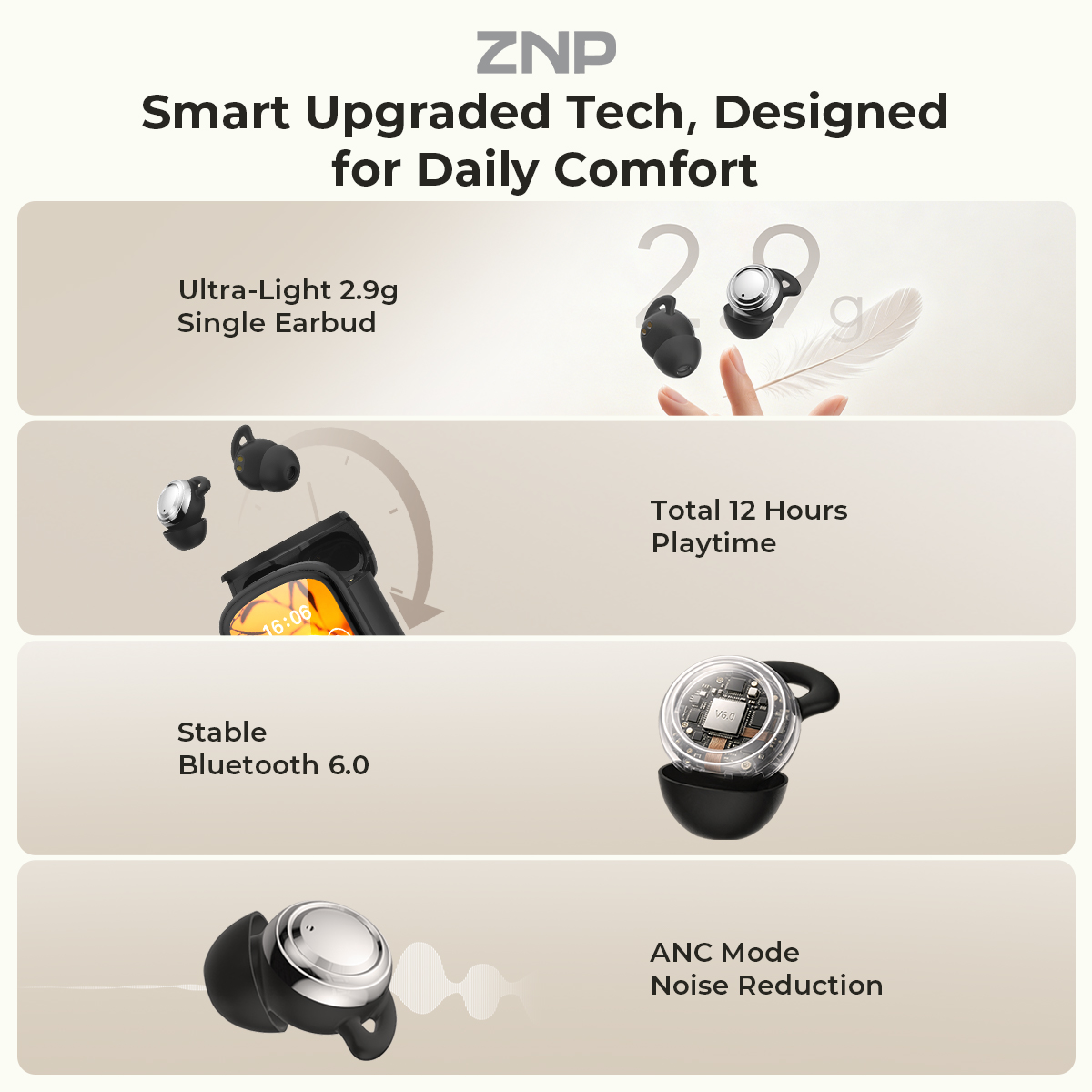 Écouteurs ZNP P04 pour l'aide  - Sleep Mask Headphones Bluetooth avis et prix