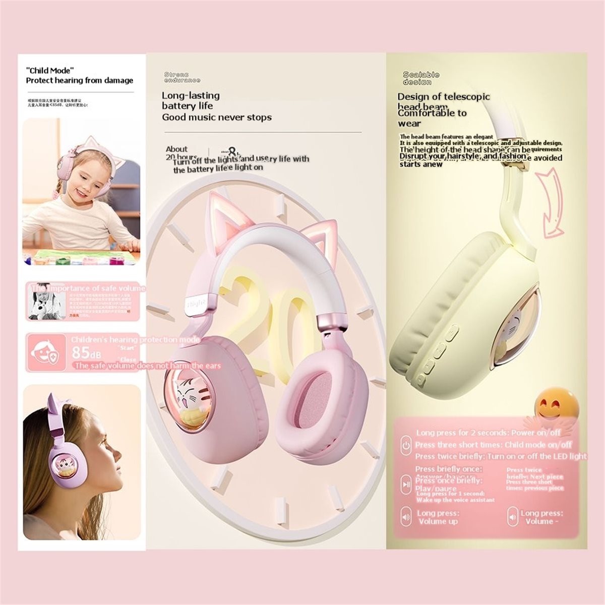 [PACK ÉCONOMIQUE] Casque sans  - Cat Ear Bluetooth Headset Led avis et prix