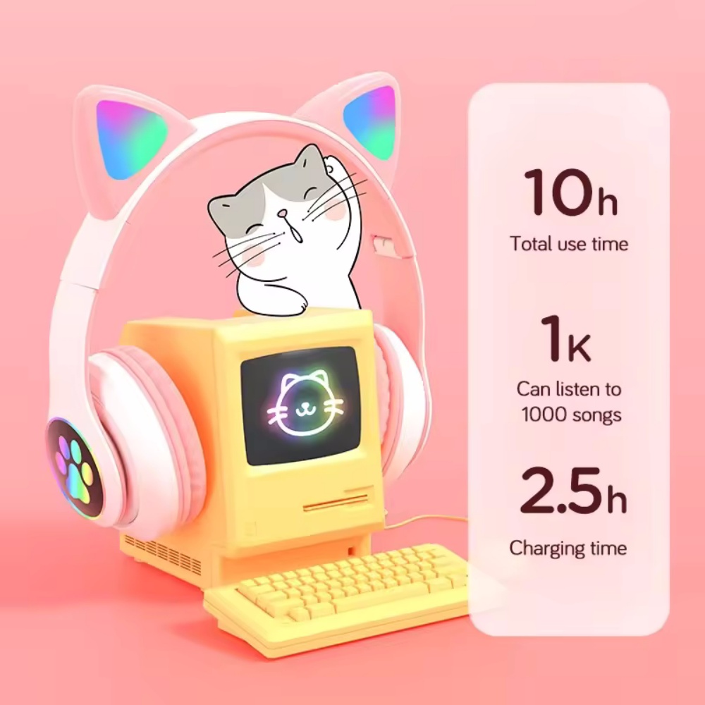 Oreille de chat mignon Bluetoo - Cat Ear Bluetooth Headset Led avis et prix