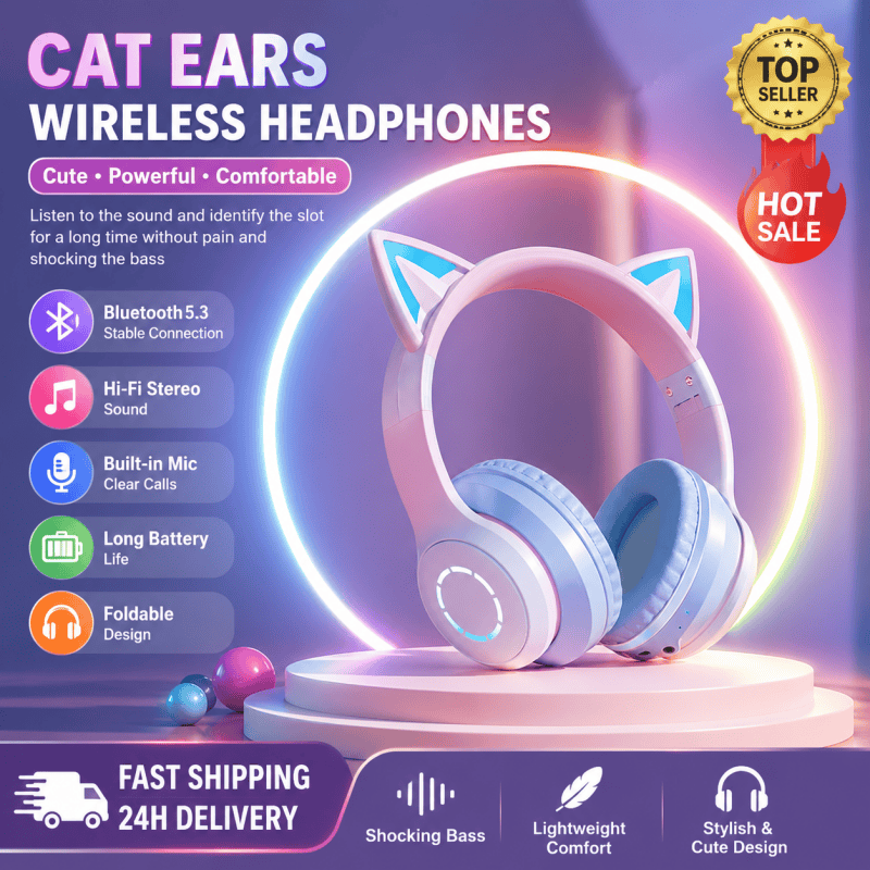 Nouveau casque Bluetooth RVB à - Cat Ear Bluetooth Headset Led avis et prix